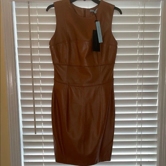 Antonio Melani Luxury Collection Genuine Leather Elizabeth Sheath Dress, Womens, 6, Camel - Dillard's exclusive